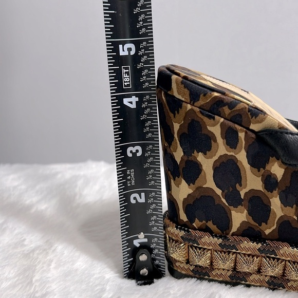 Christian Louboutin Nappa Leopard Pira Ryad 110 Wedge Sandal Black Marron 35 - Picture 12 of 13